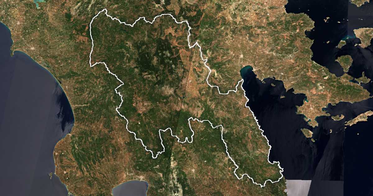 Imagine din satelit cu limita trasată: Arcadia