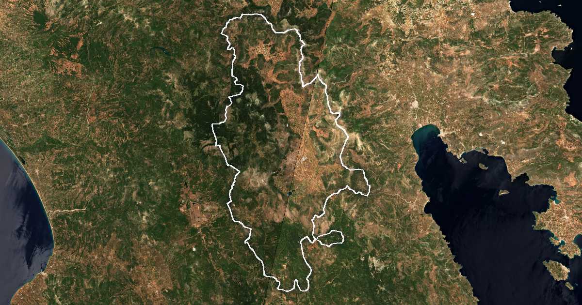 Imagine din satelit cu limita trasată: Dímos Trípolis
