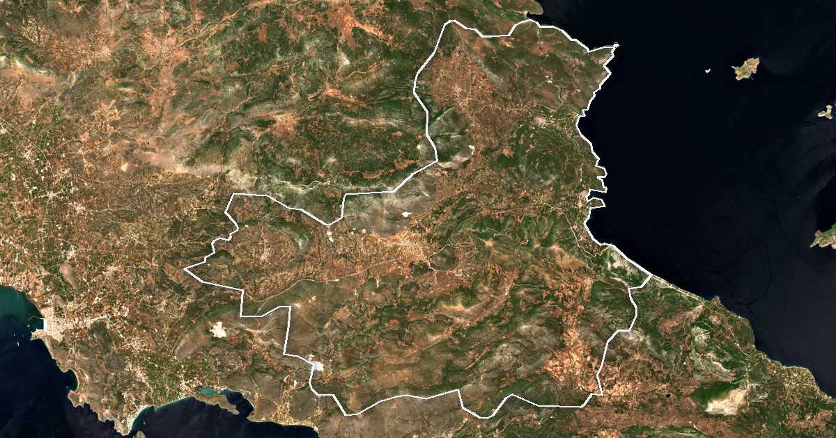 Imagine din satelit cu limita trasată: Dímos Epidávrou