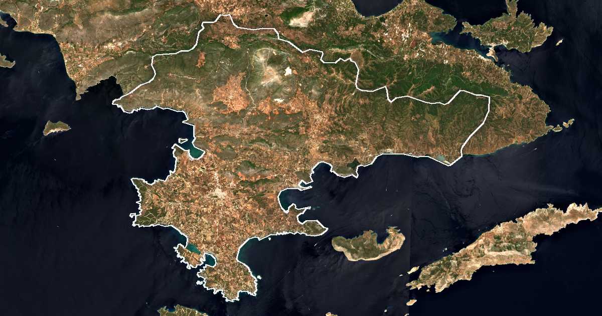 Imagine din satelit cu limita trasată: Dímos Ermionídas