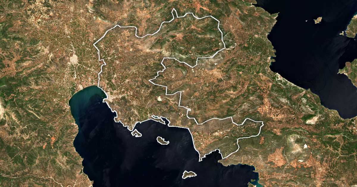 Imagine din satelit cu limita trasată: Nauplion