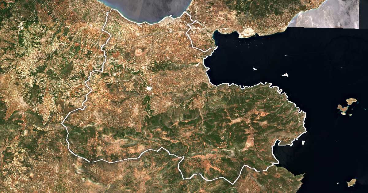 Imagine din satelit cu limita trasată: Dímos Korinthíon