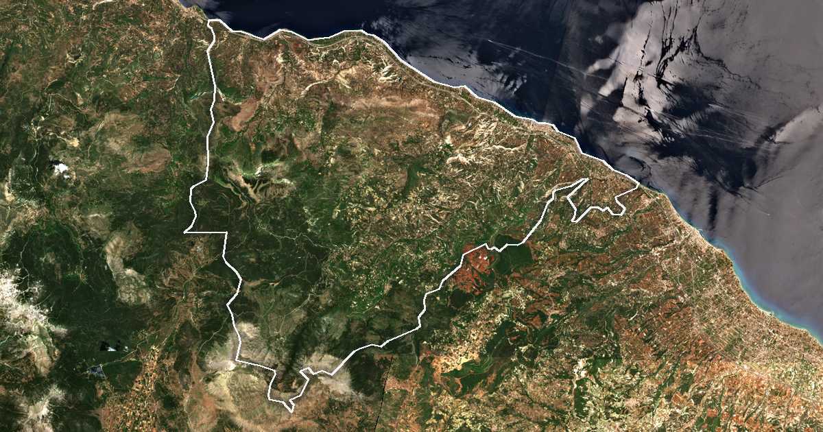 Imagine din satelit cu limita trasată: Dímos Xylokástrou - Evrostínis