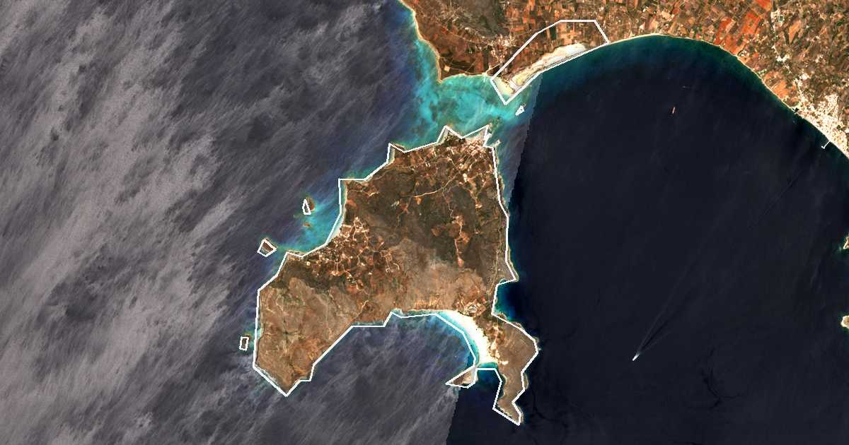 Imagine din satelit cu limita trasată: Dímos Elafonísou