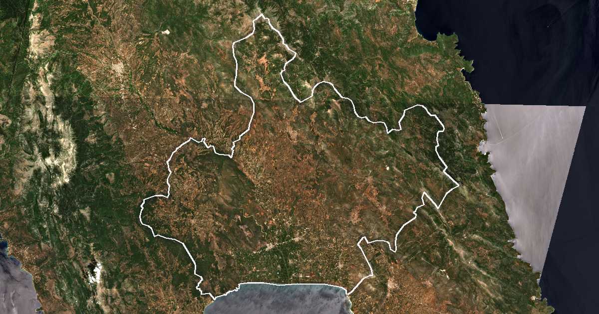 Imagine din satelit cu limita trasată: Dímos Evróta