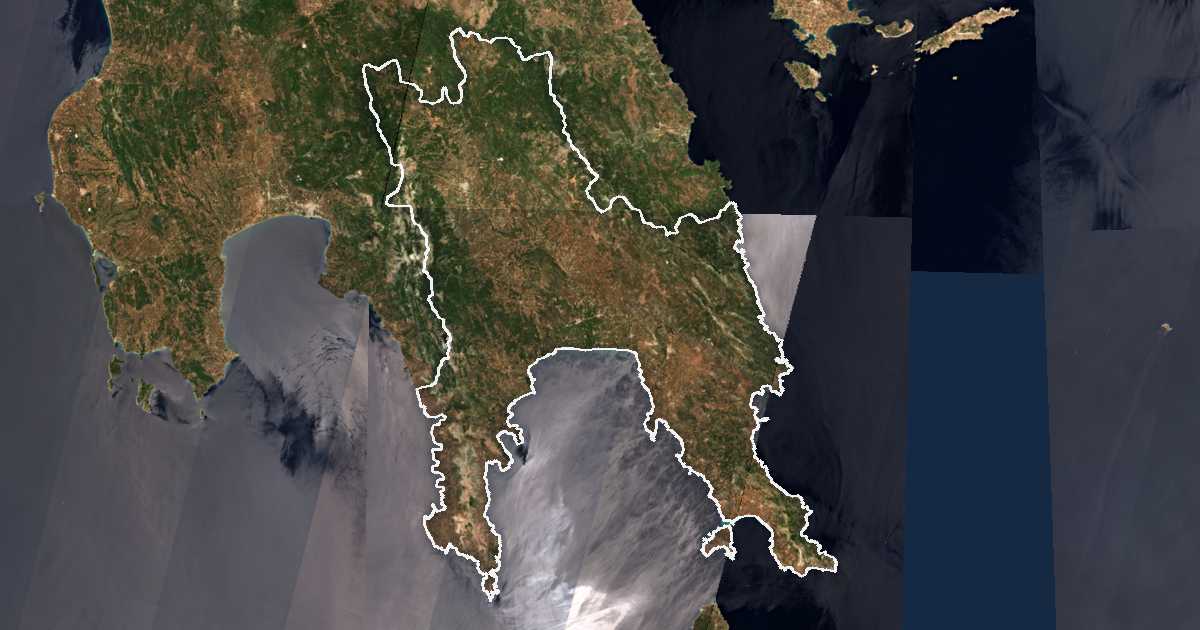 Imagine din satelit cu limita trasată: Laconia