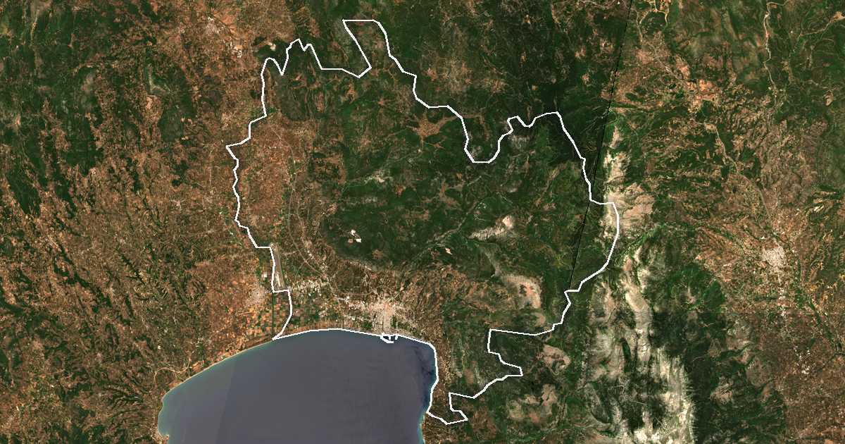 Imagine din satelit cu limita trasată: Dímos Kalamátas