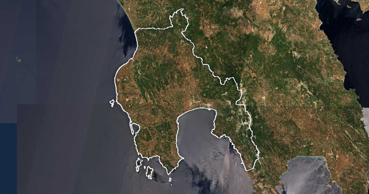 Imagine din satelit cu limita trasată: Messinia