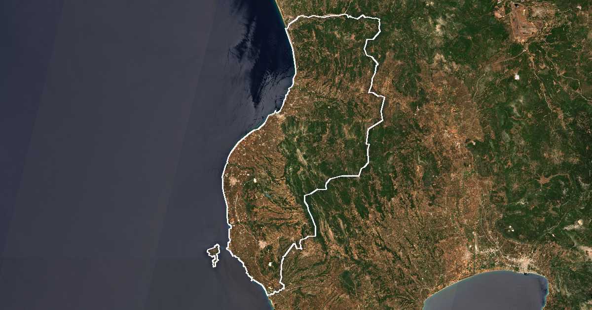Imagine din satelit cu limita trasată: Dímos Trifylías