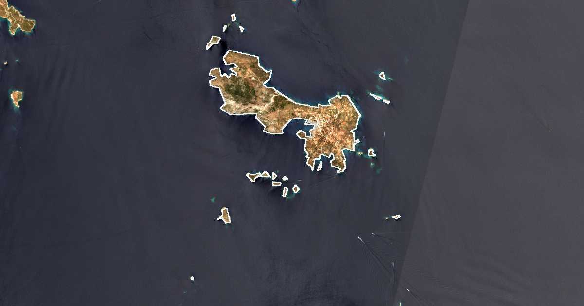 Imagine din satelit cu limita trasată: Dímos Leipsón