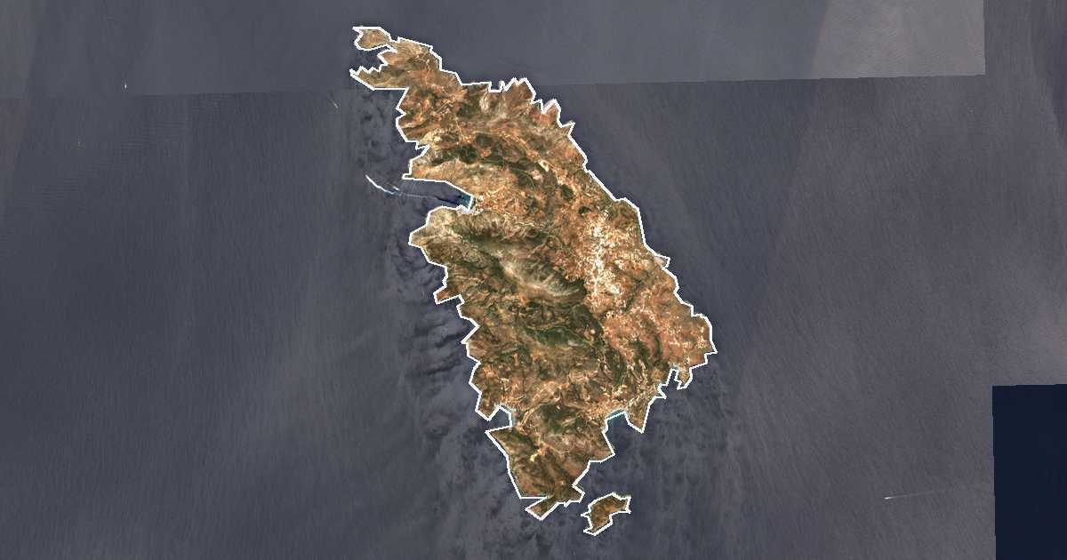 Imagine din satelit cu limita trasată: Sifnos