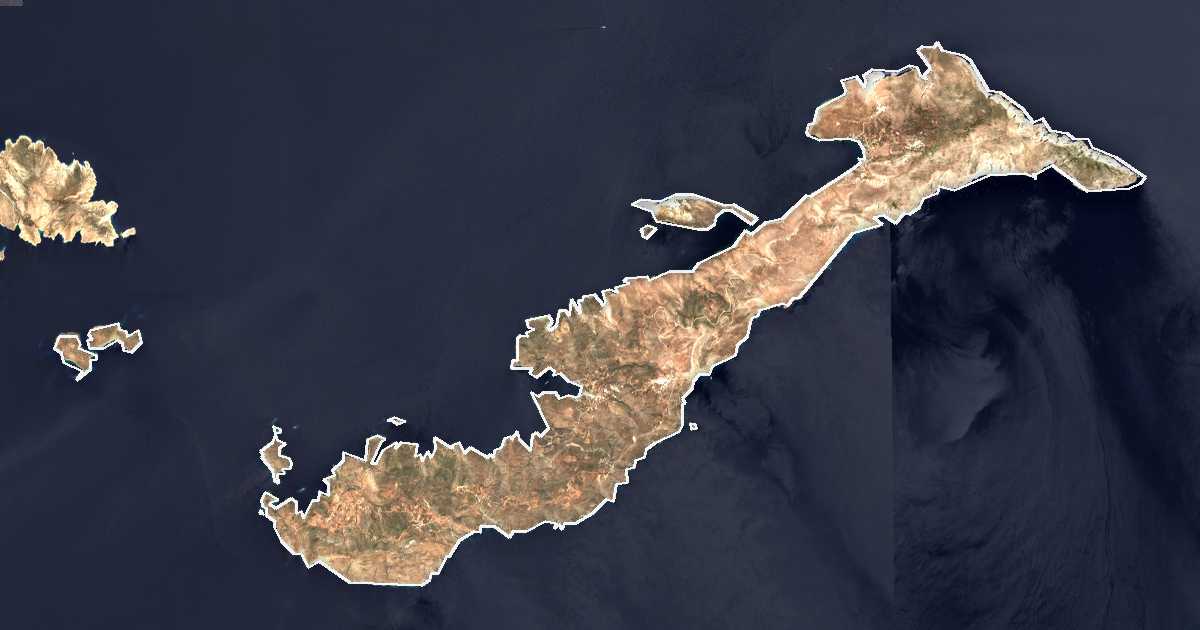Imagine din satelit cu limita trasată: Amorgos