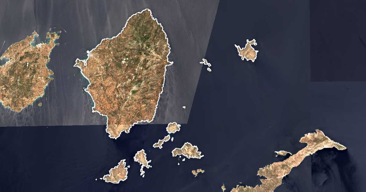 Imagine din satelit cu limita trasată: Dímos Náxou Kai Mikrón Kykládon