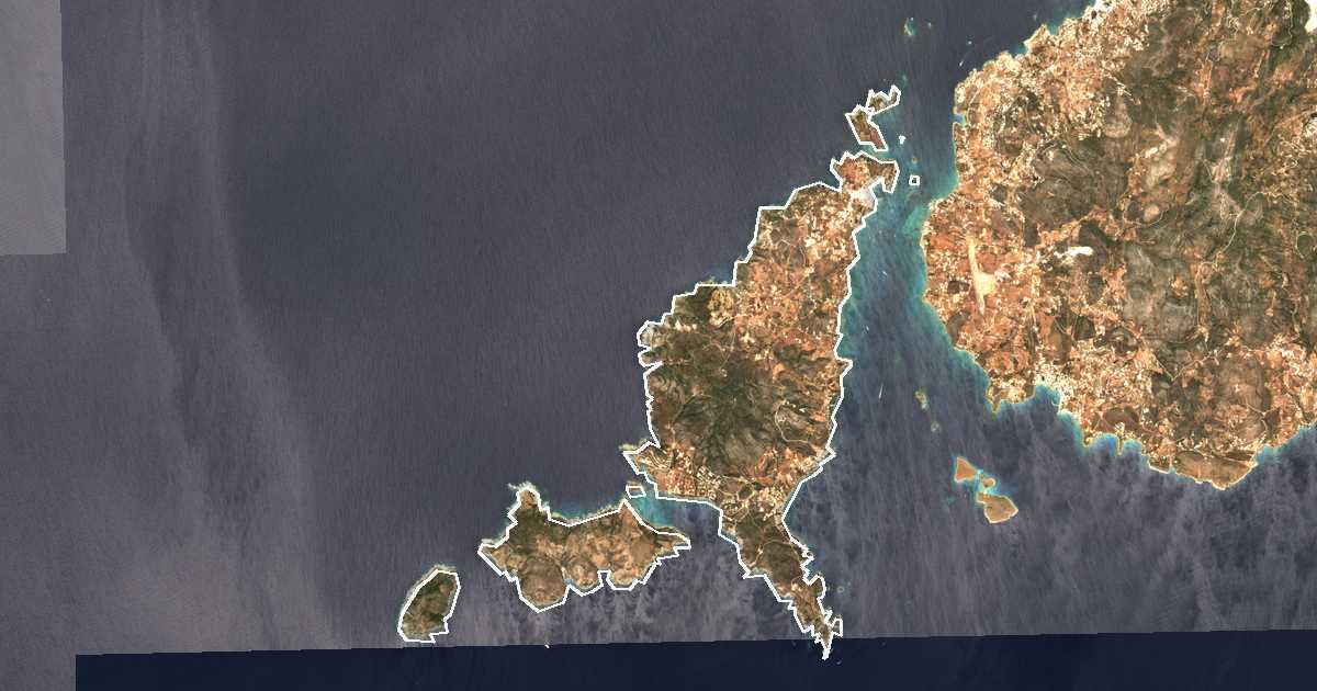 Imagine din satelit cu limita trasată: Dímos Antipárou