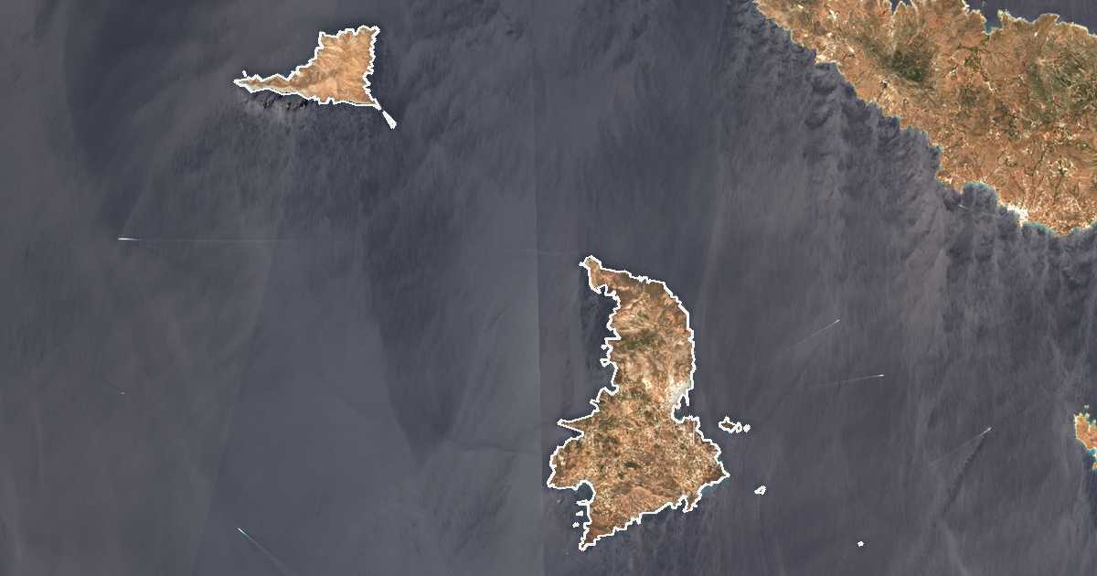 Imagine din satelit cu limita trasată: Perifereiakí Enótita Sýrou