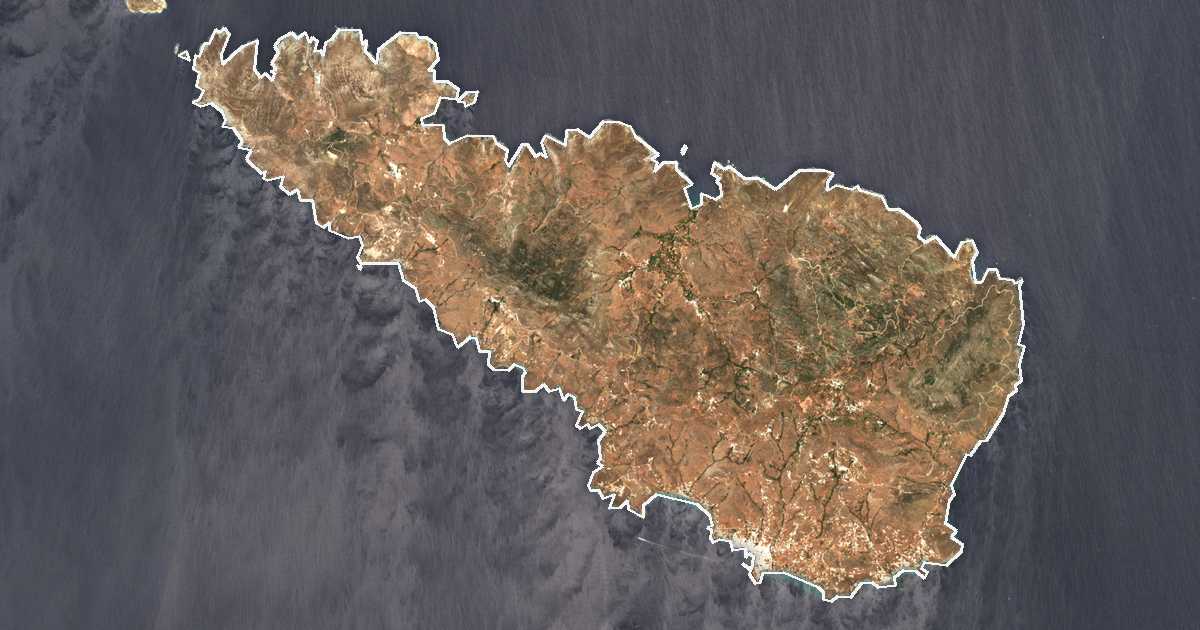 Imagine din satelit cu limita trasată: Tinos