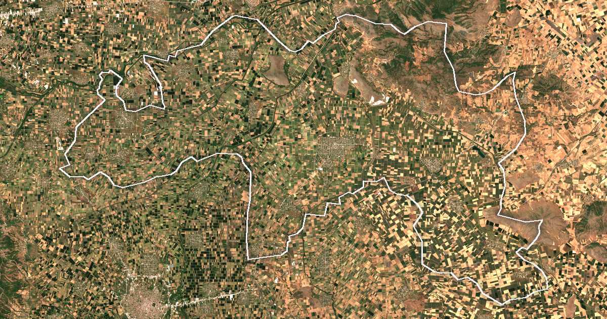 Imagine din satelit cu limita trasată: Dímos Palamá