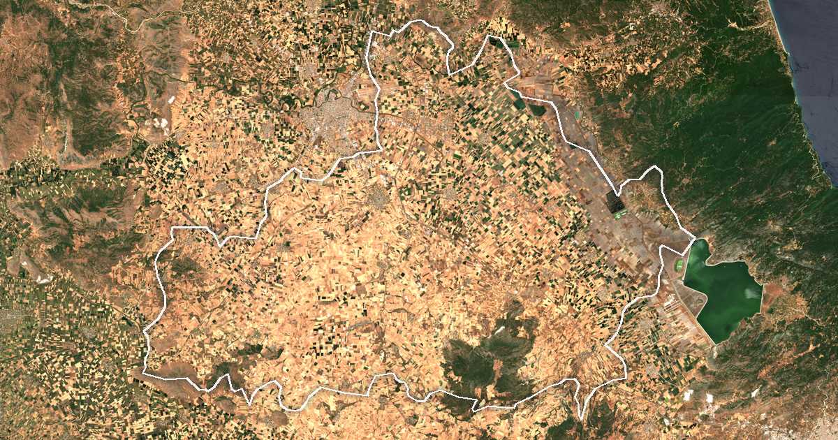 Imagine din satelit cu limita trasată: Dímos Kilelér