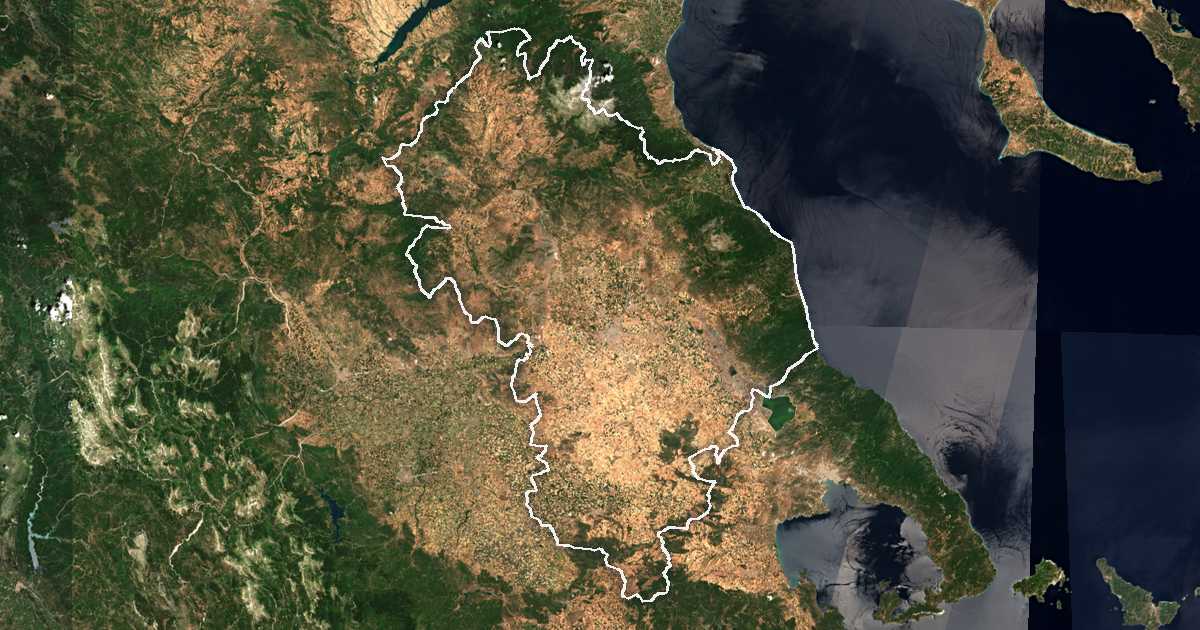 Imagine din satelit cu limita trasată: Larissa