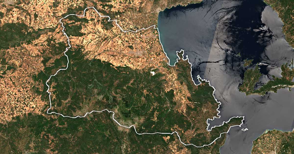 Imagine din satelit cu limita trasată: Dímos Almyroú