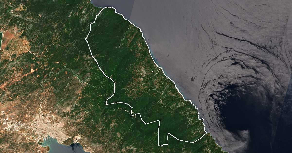 Imagine din satelit cu limita trasată: Dímos Zagorás - Mouresíou
