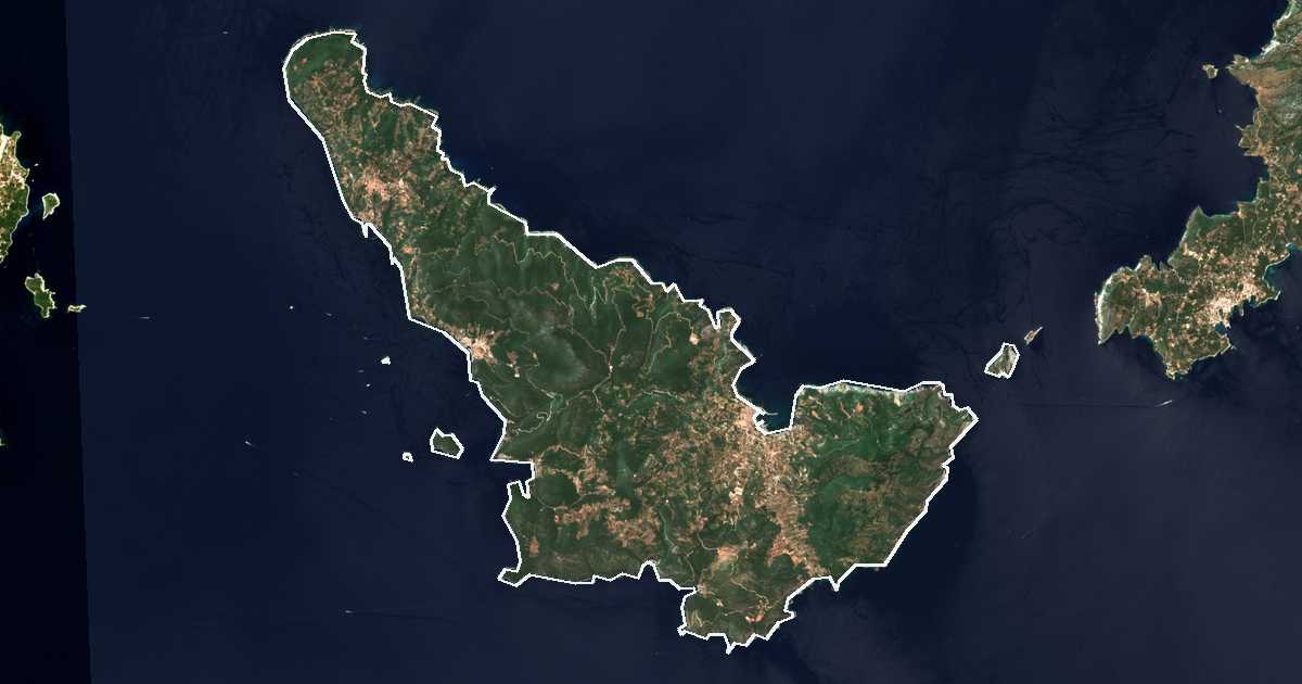 Imagine din satelit cu limita trasată: Skopelos
