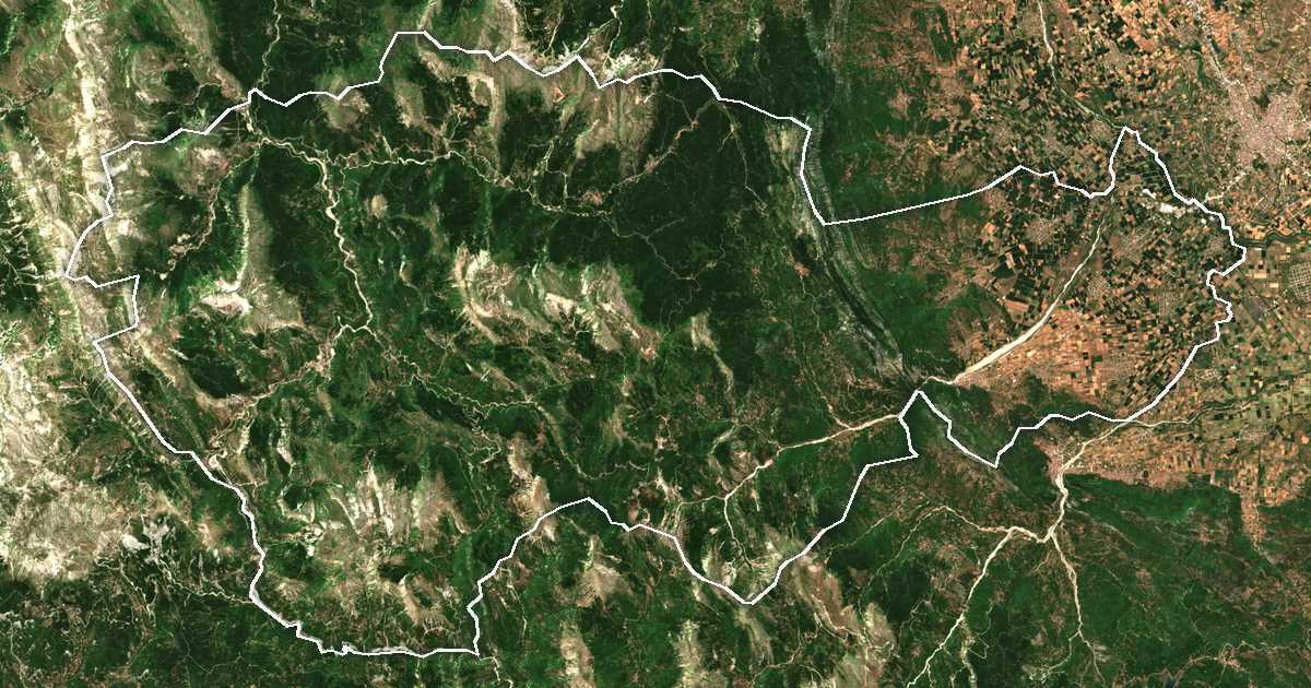 Imagine din satelit cu limita trasată: Dímos Pýlis