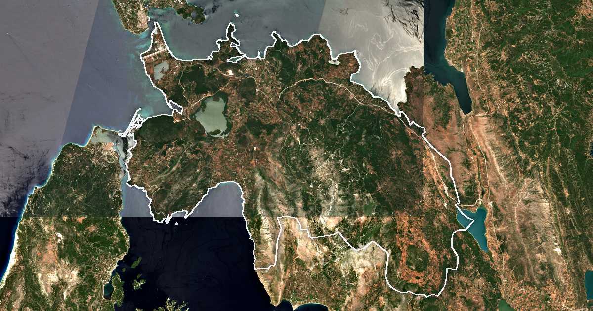 Imagine din satelit cu limita trasată: Dímos Áktíou - Vónitsas