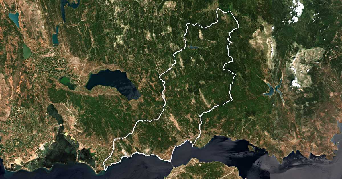 Imagine din satelit cu limita trasată: Dímos Nafpaktías