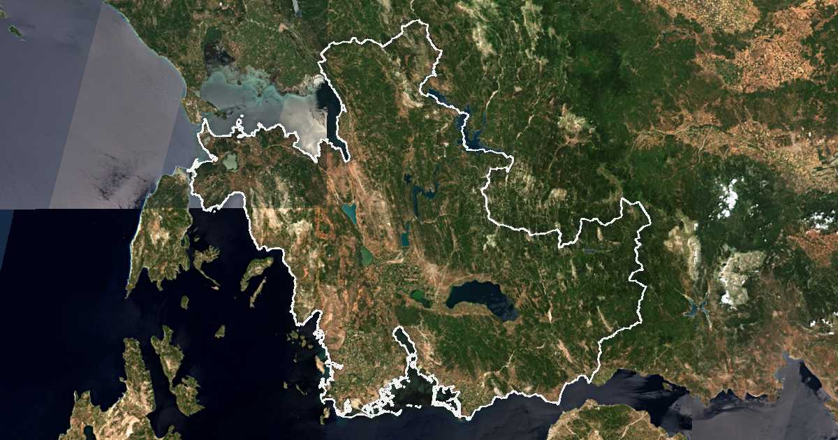 Imagine din satelit cu limita trasată: Aetolia-Acarnania