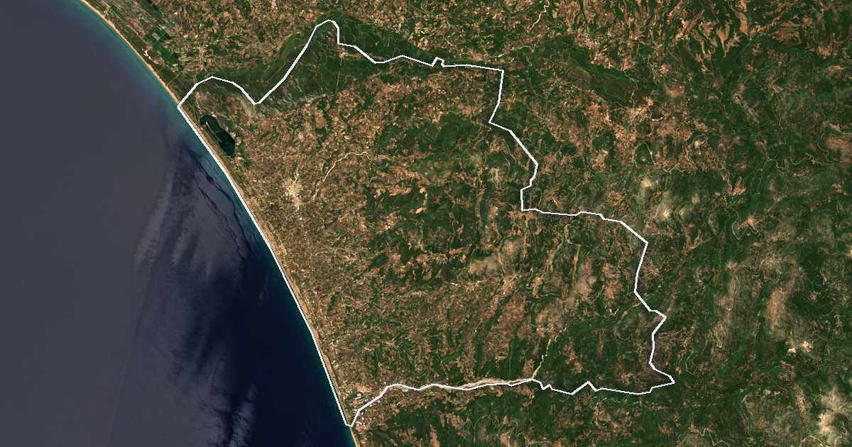 Imagine din satelit cu limita trasată: Dímos Zacháros