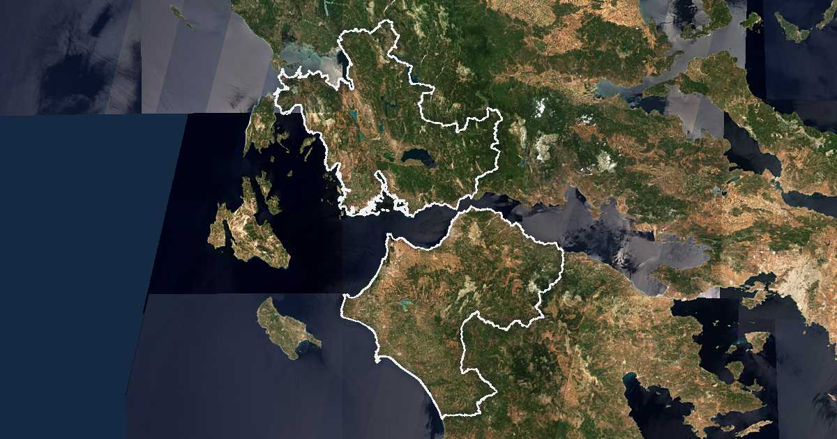 Imagine din satelit cu limita trasată: Grecia de Vest