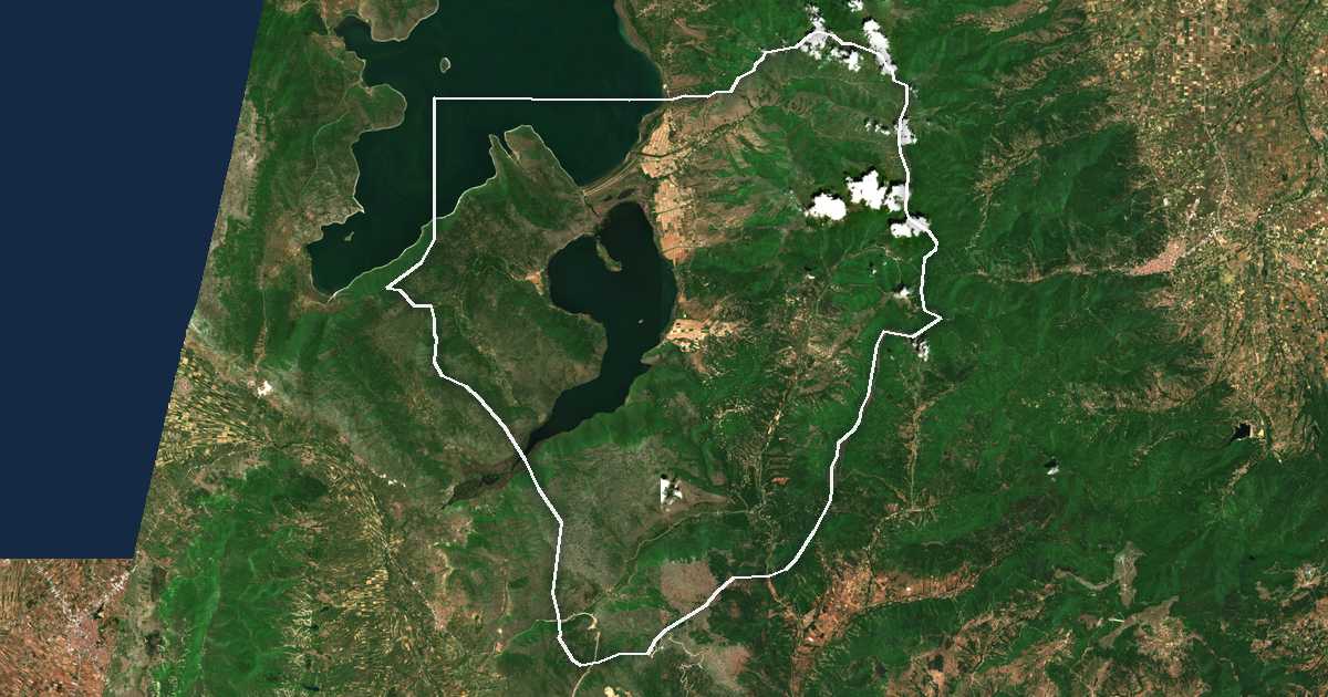 Imagine din satelit cu limita trasată: Prespes
