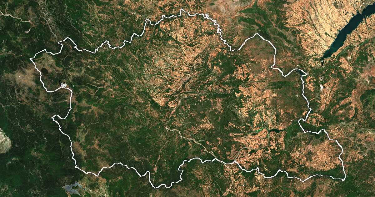 Imagine din satelit cu limita trasată: Grevena