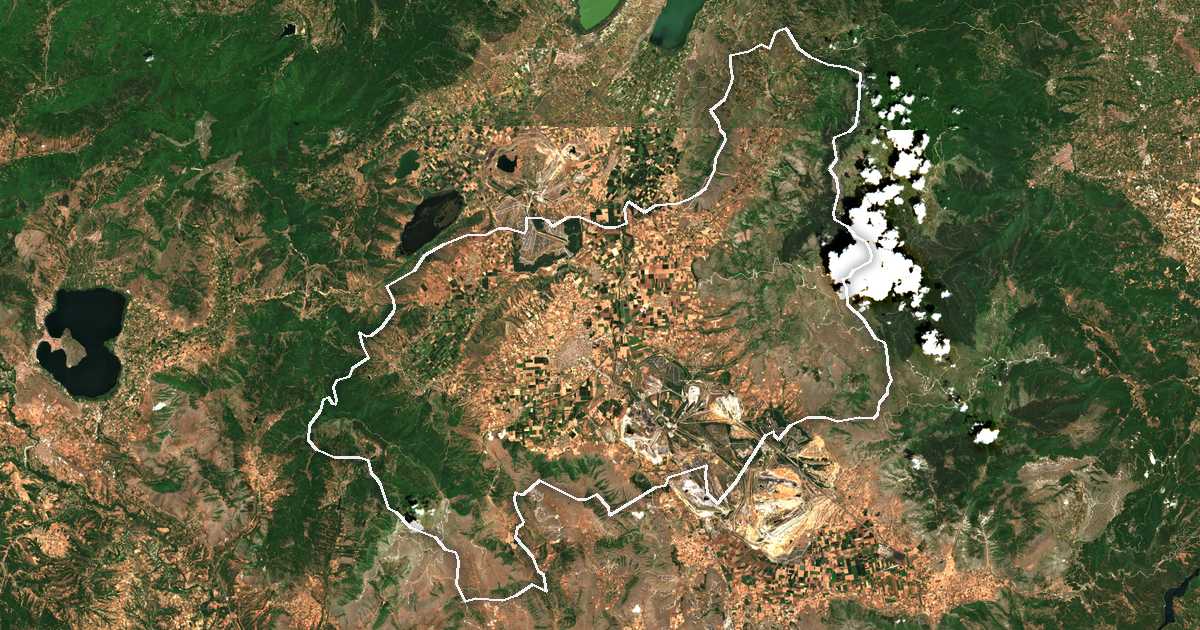 Imagine din satelit cu limita trasată: Dímos Eordaías