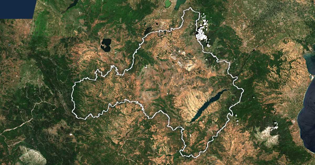 Imagine din satelit cu limita trasată: Kozani