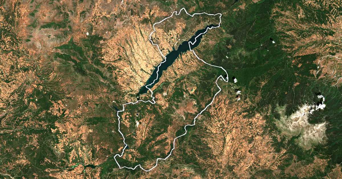 Imagine din satelit cu limita trasată: Dímos Velventoú