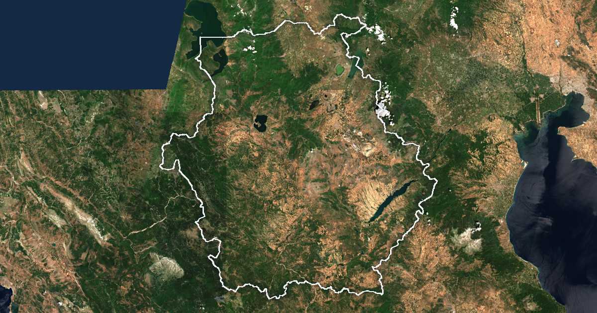 Imagine din satelit cu limita trasată: Macedonia de Vest